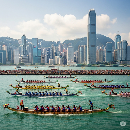Sôi động lễ hội đua thuyền rồng quốc tế tại Hong Kong (Trung Quốc) 