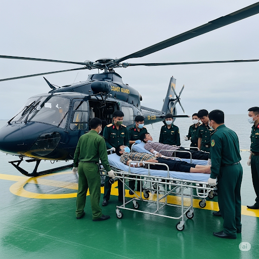 Cảnh sát biển kịp thời đưa ngư dân bị bệnh vào Trường Sa Lớn điều trị