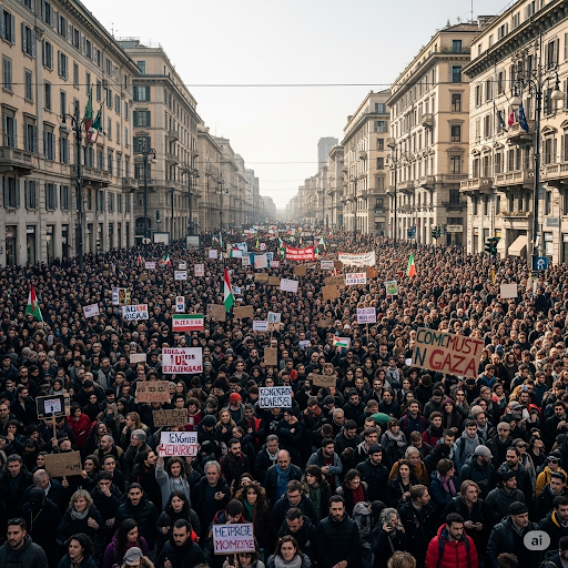  Hàng trăm nghìn người tuần hành tại Italy để phản đối xung đột ở Gaza