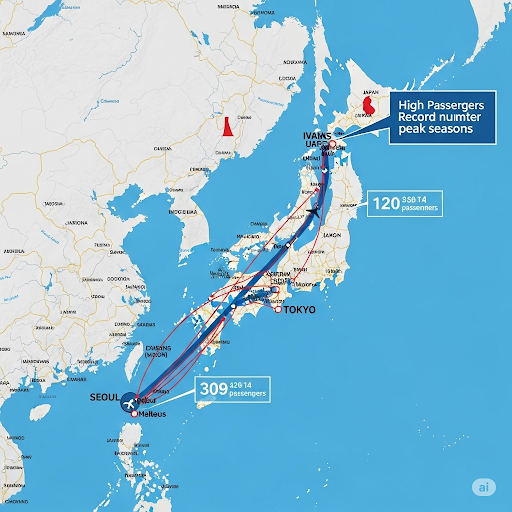 Đường bay Hàn Quốc - Nhật Bản bùng nổ lượng khách kỷ lục