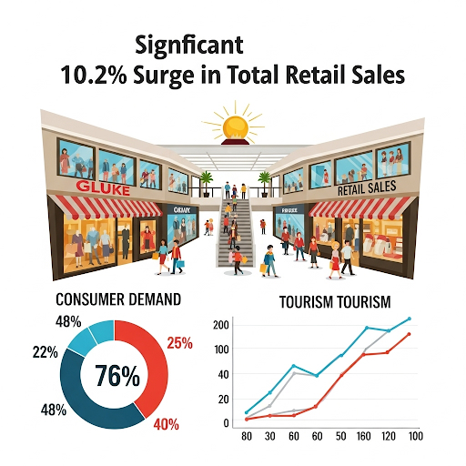 Nhu cầu tiêu dùng và du lịch cao kéo tổng mức bán lẻ hàng hóa tăng 10,2%