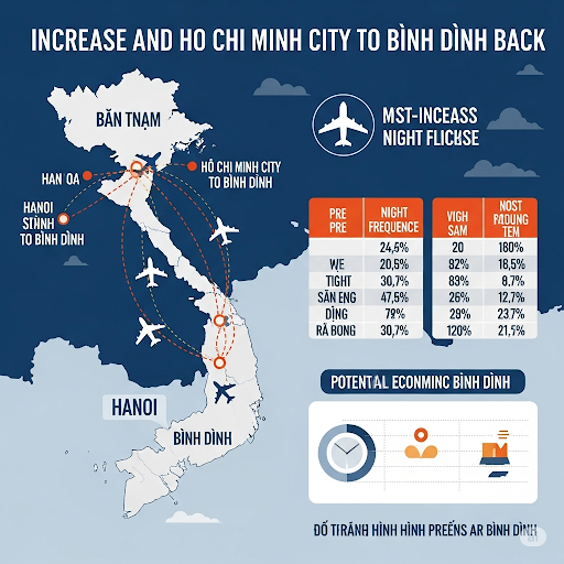 Xem xét tăng các chuyến bay đêm từ Hà Nội, Tp. Hồ Chí Minh đến Bình Định và ngược lại