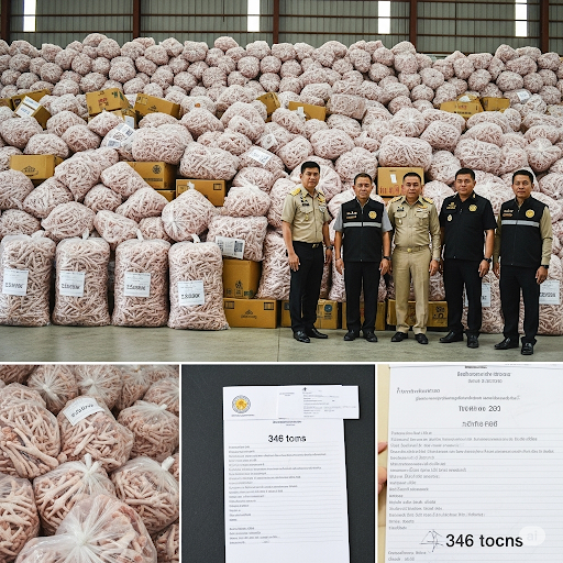 Thái Lan tịch thu 346 tấn chân gà nhập lậu