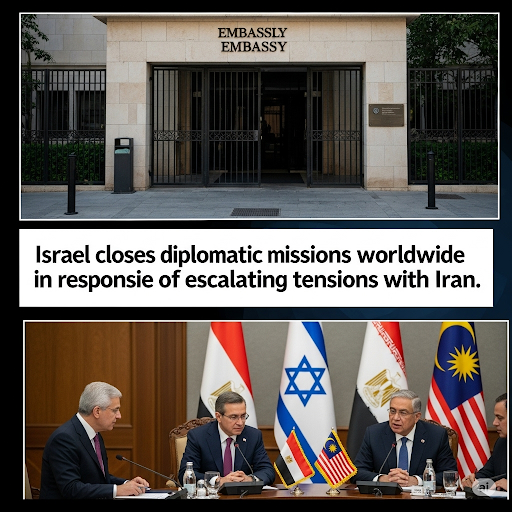 Căng thẳng Israel-Iran: Israel đóng cửa các phái bộ ngoại giao trên toàn thế giới 	- Ai Cập và Malaysia kêu gọi đối thoại 