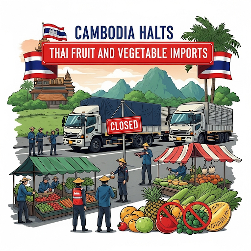 Campuchia ngừng nhập khẩu rau và trái cây Thái Lan